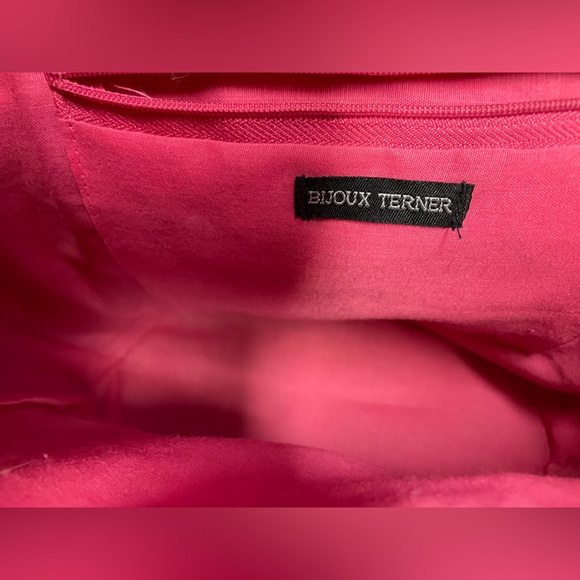 Bijoux Terner’s Straw Pretty in Pink Shopping Beach Basket Tote Handbag Purse - Picture 5 of 7